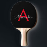 Raquete De Ping Pong Nome do Monograma da Rapariga do Script Preto Verm<br><div class="desc">Nome do Monograma de Script Preto e Vermelho Ping Pong Paddle. Isto faz o doce e perfeito aniversário de 16 anos,  casamento,  chá de panela,  aniversário,  chá de fraldas ou festa de solteira presente para alguém que ama luxo de luxo e estilos quíticos.</div>