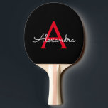 Raquete De Ping Pong Nome do Monograma da Rapariga do Script Preto Verm<br><div class="desc">Nome do Monograma de Script Preto e Vermelho Ping Pong Paddle. Isto faz o doce e perfeito aniversário de 16 anos,  casamento,  chá de panela,  aniversário,  chá de fraldas ou festa de solteira presente para alguém que ama luxo de luxo e estilos quíticos.</div>