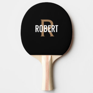 Raquete De Ping Pong Nome do monograma de ouro preto