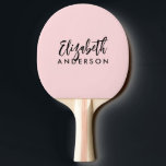 Raquete De Ping Pong Nome do Monograma de Script Moderno de Rapariga Ro<br><div class="desc">Um bonito monograma preto e cor-de-rosa chamado ping pong paddle.</div>