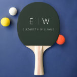 Raquete De Ping Pong Nome do Monograma Moderno e Elegante Verde Escuro<br><div class="desc">Eleve seu jogo de pingue-pongue com nosso Pino Pong Pong Clássico Elegante Moderno e Minimalista Monograma. Essa pá meticulosamente trabalhada combina perfeitamente a sofisticação do eterno com o minimalismo contemporâneo, acrescentando um toque de refinamento aos seus fósforos. Projetada com precisão e atenção meticulosa aos detalhes, esta pá é mais do...</div>