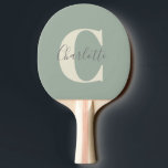 Raquete De Ping Pong Nome do Monograma Moderno Elegante em Sage Green<br><div class="desc">Monograma e nome personalizados simples no pino Ping Verde Sage</div>