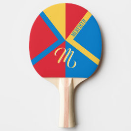 Raquete De Ping Pong Nome do Monograma Personalizado Colorido Geométric