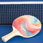 Raquete De Ping Pong Nome do Script de Ondas Coloridas Elegante<br><div class="desc">Nome do Script de Ondas Coloridas Elegante Ping Pong Paddle</div>
