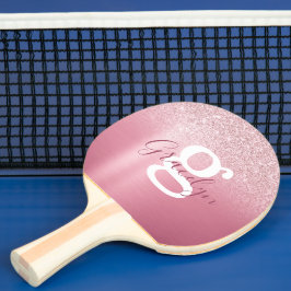 Raquete De Ping Pong Nome do Script do Monograma Glitter Glitter Rosa R