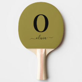 Raquete De Ping Pong Nome do Script Monograma Personalizado Dourado E P