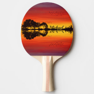 Raquete De Ping Pong Nome do violão preto alaranjado sunset