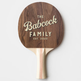 Raquete De Ping Pong Nome e Ano da Família Retro em Madeira de Noz