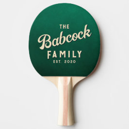 Raquete De Ping Pong Nome e Ano da Família Retro Verde Esmeralda