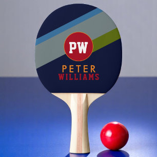 Raquete De Ping Pong Nome e iniciais do jogador do Monograma no moderno