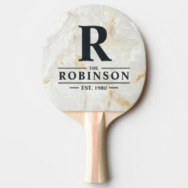 Raquete De Ping Pong Nome e Inicial da Família de Pedra de Mármore Cala