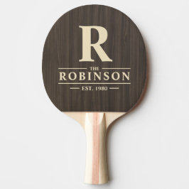 Raquete De Ping Pong Nome e Inicial da Família em Madeira Moderna Escur