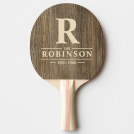 Raquete De Ping Pong Nome e Inicial da Família Hickory Wood