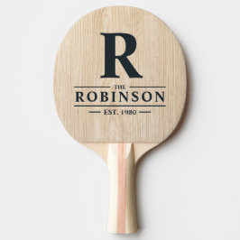 Raquete De Ping Pong Nome e Inicial da Família White Pine