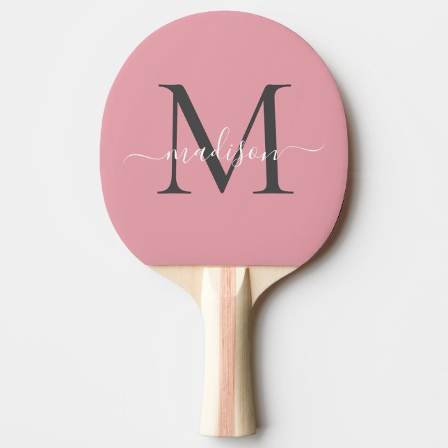 Raquete De Ping Pong Nome Elegante do Script Elegante de Monograma de C (Frente)