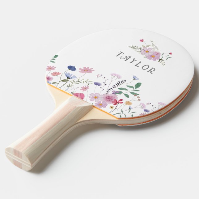 Raquete De Ping Pong nome feminino das flores silvestres (Frente inclinada)