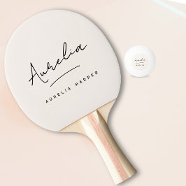 Raquete De Ping Pong Nome Feminino Simples da Girly Monograma de Script