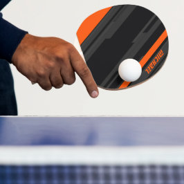 Raquete De Ping Pong Nome Geométrico Laranja Preto Moderno