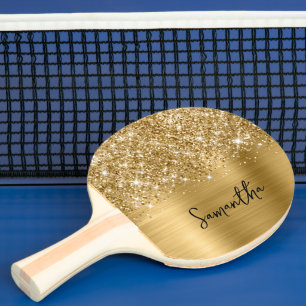 Raquete De Ping Pong Nome Glam Glittery Gold