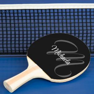 Raquete De Ping Pong Nome inicial do monograma moderno minimalista