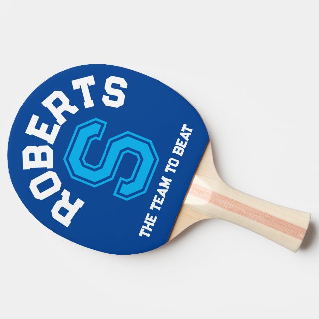 Raquete De Ping Pong Nome inicial e equipe do monograma personalizado a (Lateral do verso)