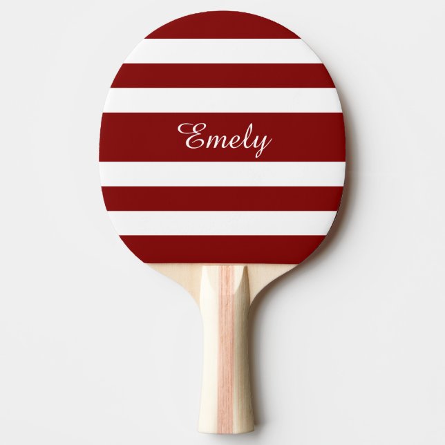 Raquete De Ping Pong Nome Listras Vermelhas Modernas (Frente)