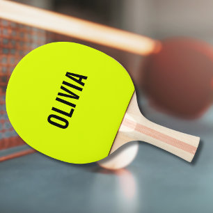 Raquete De Ping Pong Nome Moderno Neon Yellow Tendência minimalista