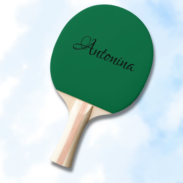 Raquete De Ping Pong Nome Moderno Verde de Garrafa | Tendência minimali (Criador carregado)