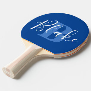 Raquete De Ping Pong Nome monograma trabalho em equipe azul personaliza