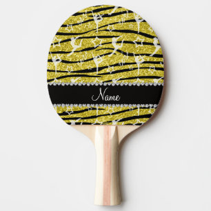 Raquete De Ping Pong Nome pastel yellow gymnastics glitter zebra stripe