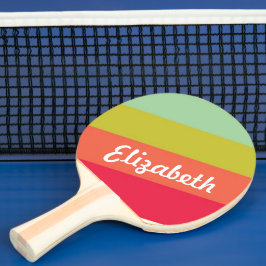Raquete De Ping Pong Nome Personalizado Arco-íris Pastel
