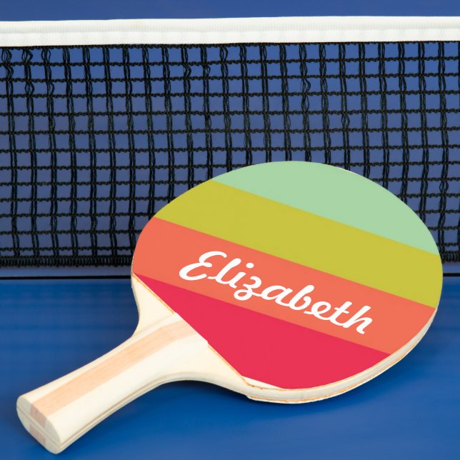 Raquete De Ping Pong Nome Personalizado Arco-íris Pastel (Insitu)