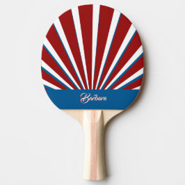 Raquete De Ping Pong Nome Personalizado Azul Branco Brilhante Azul