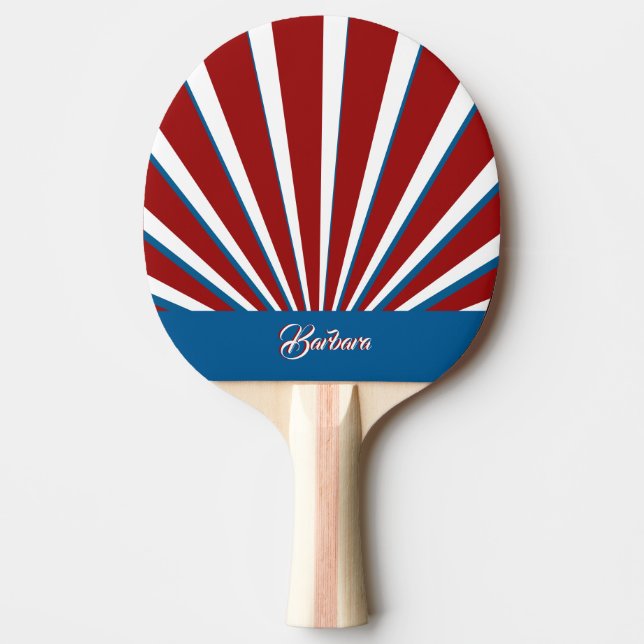 Raquete De Ping Pong Nome Personalizado Azul Branco Brilhante Azul (Frente)