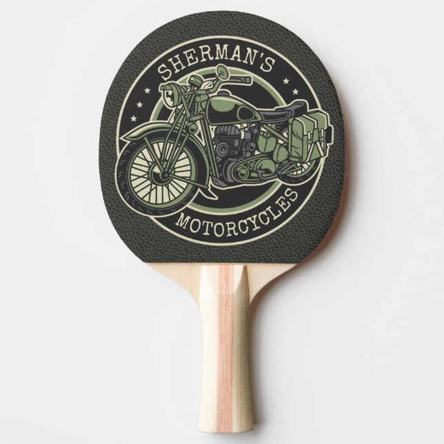 Raquete De Ping Pong NOME Personalizado Biker de Motocicletas Militar R (Frente)