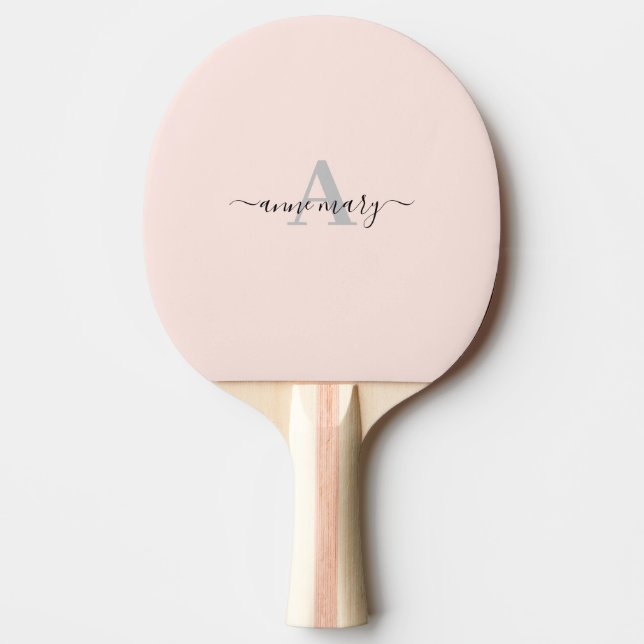 Raquete De Ping Pong Nome Personalizado Cor-de-Rosa Esbranquiçada Monog (Frente)