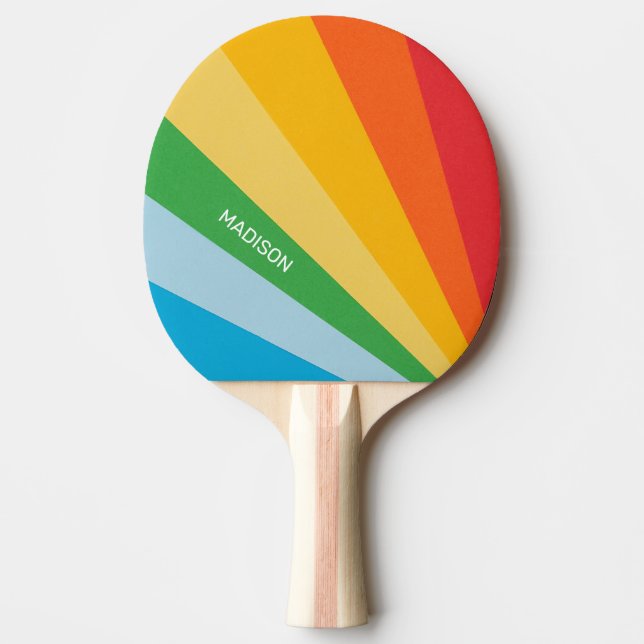 Raquete De Ping Pong Nome personalizado Cores do arco-íris (Frente)