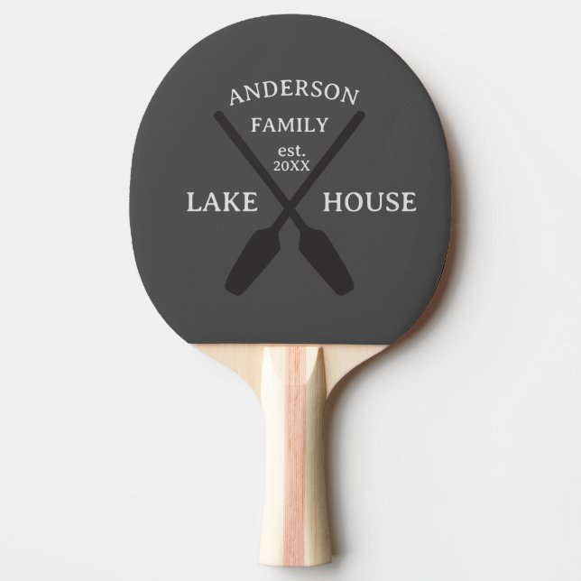 Raquete De Ping Pong Nome Personalizado da Família Lake House (Frente)