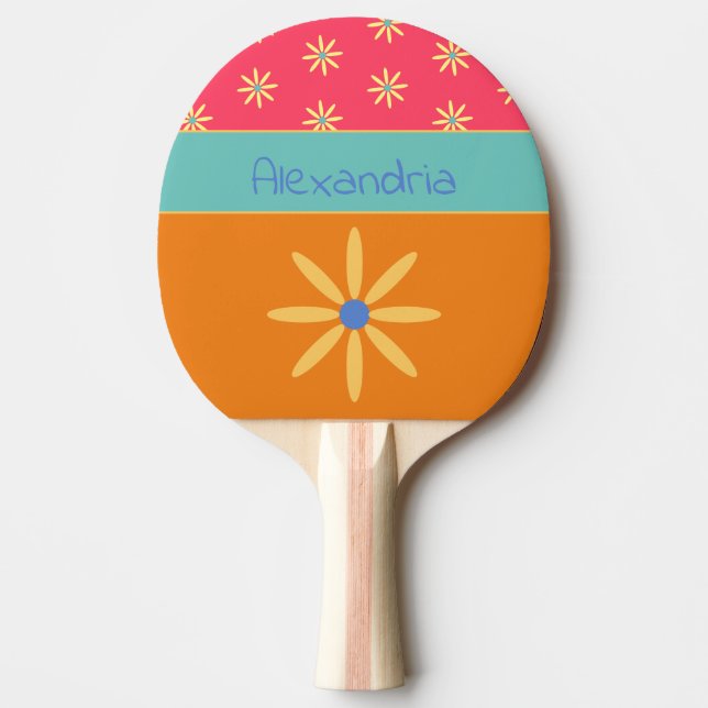 Raquete De Ping Pong Nome Personalizado da Flor Retroativa (Frente)