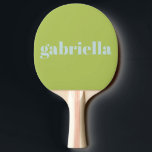 Raquete De Ping Pong Nome Personalizado da Tipografia Azul-verde limão<br><div class="desc">Ping Pong Paddle em Verde limão e Pastel Light Blue</div>