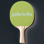 Raquete De Ping Pong Nome Personalizado da Tipografia Azul-verde limão<br><div class="desc">Ping Pong Paddle em Verde limão e Pastel Light Blue</div>