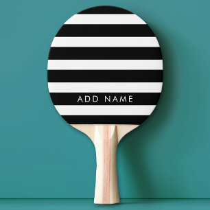 Raquete De Ping Pong Nome Personalizado de Padrão em Lado Branco e Pret