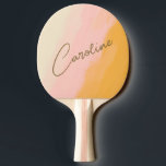 Raquete De Ping Pong Nome Personalizado de Script Amarelo Cor-de-Obra-R<br><div class="desc">Nome Personalizado do Script Amarelo Amarelo Boho Abstrato Ping Pong Paddle</div>