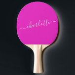 Raquete De Ping Pong Nome Personalizado de Script Rosa Quente Vibrante<br><div class="desc">Paddle Pong Personalizado com Nome de Script Rosa Quente Vibrante</div>