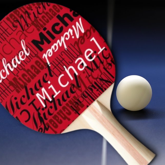 Raquete De Ping Pong nome personalizado do jogador mesa_tênis vermelho (Criador carregado)