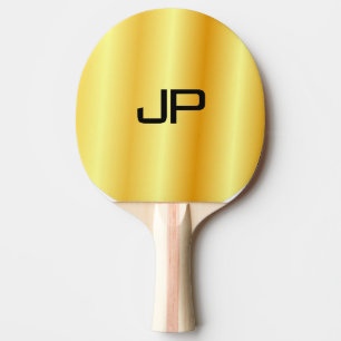 Raquete De Ping Pong Nome Personalizado do Monograma de Olhar Metálico