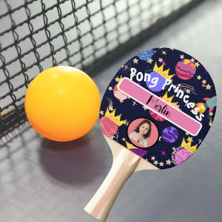 Raquete De Ping Pong Nome personalizado e foto colorido do amor espacia