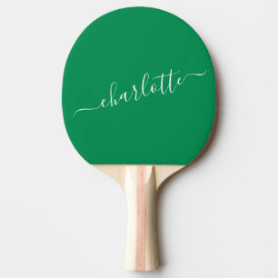 Raquete De Ping Pong Nome Personalizado em Letra Elegante Kelly Verde