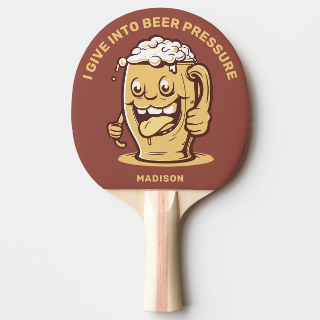 Raquete De Ping Pong Nome Personalizado Engraçado e Cerveja de Texto (Frente)