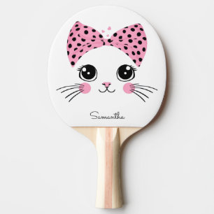 Raquete De Ping Pong Nome Personalizado Face De Gato